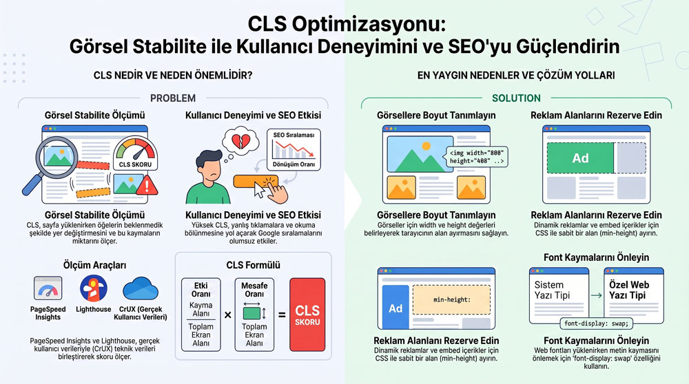 cls optimizasyonu hakkında her şey, ayrıntılı rehber infografik anlatım